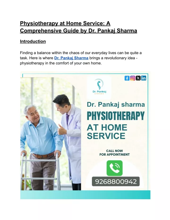 physiotherapy at home service a comprehensive