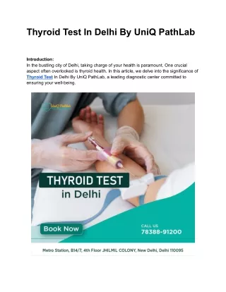 Thyroid test in Delhi By UniQ PathLab