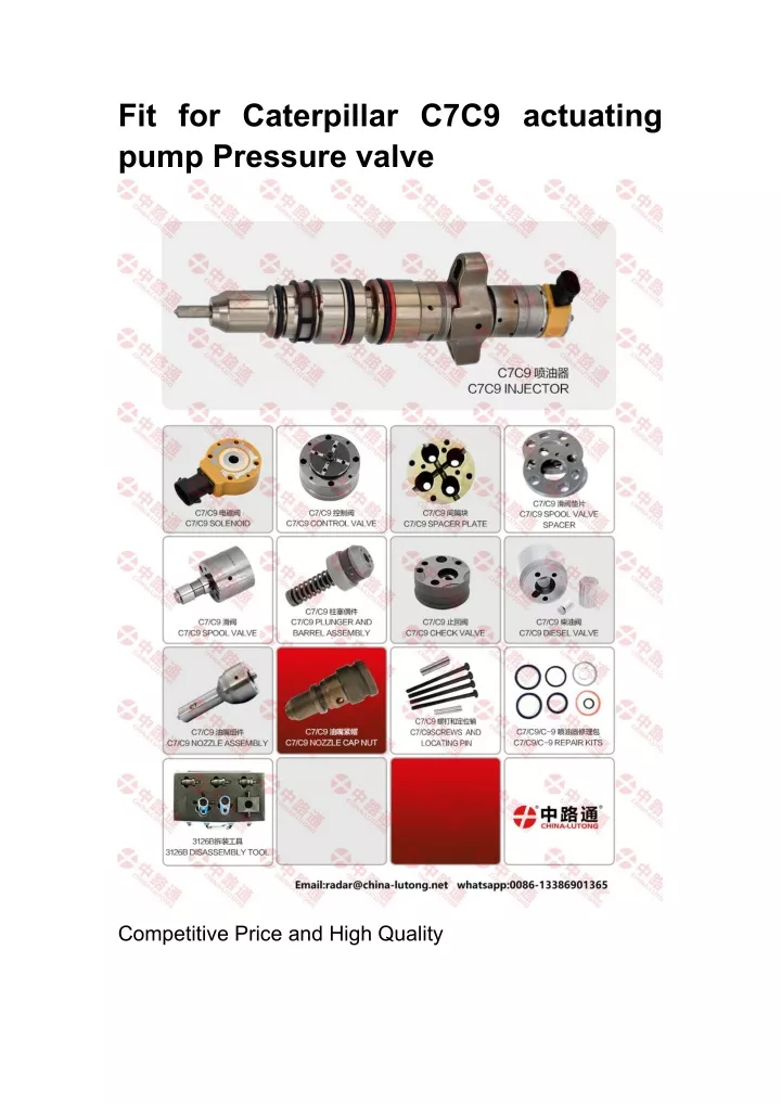 fit for caterpillar c7c9 actuating pump pressure