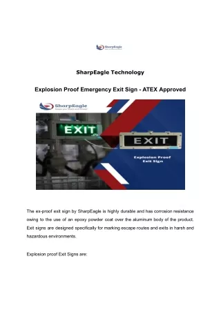 Explosion Proof Emergency Exit Sign - ATEX Approved