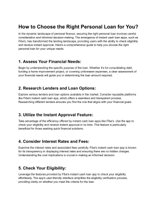 How to Choose the Right Personal Loan for You
