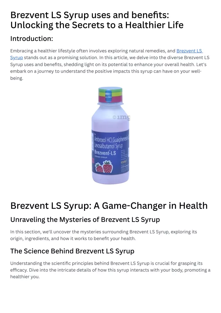 brezvent ls syrup uses and benefits unlocking