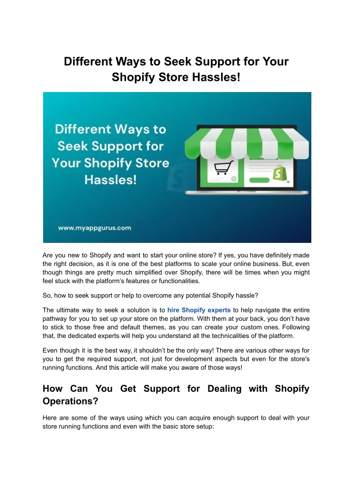 different ways to seek support for your shopify