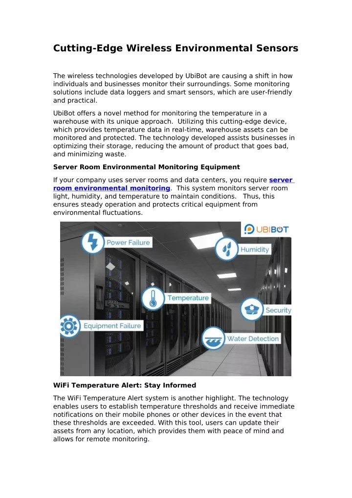 cutting edge wireless environmental sensors