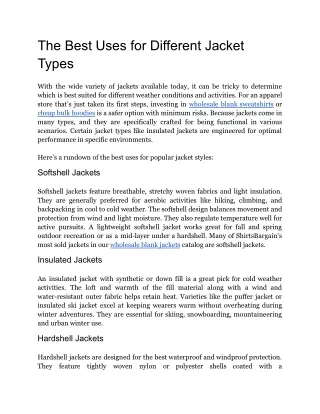 the best uses for different jacket types