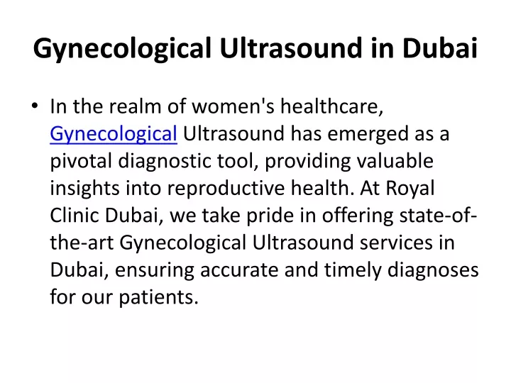 gynecological ultrasound in dubai