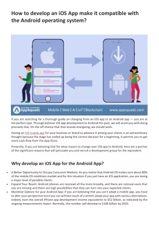 How to create an iOS application that works with the Android mobile platform