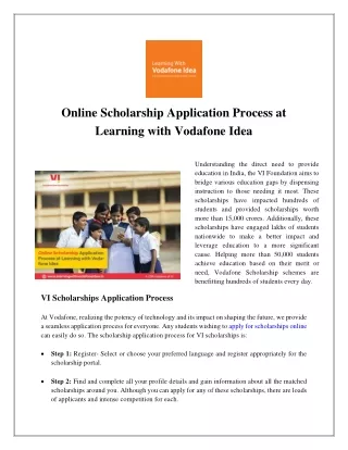 Online Scholarship Application Process at Learning with Vodafone Idea