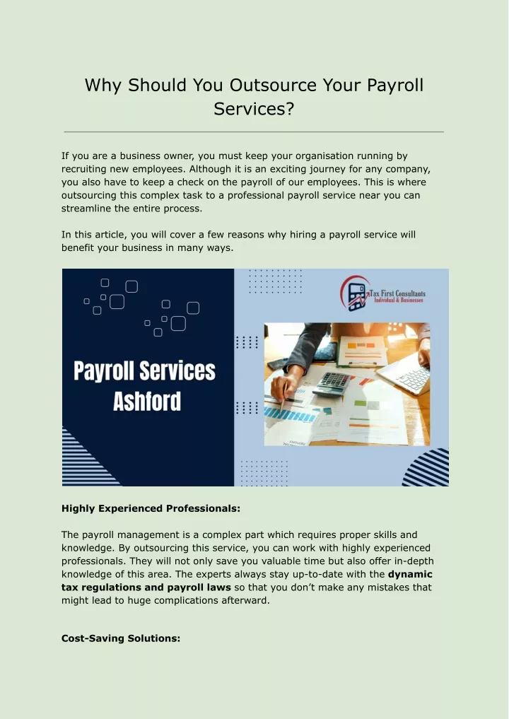 why should you outsource your payroll services