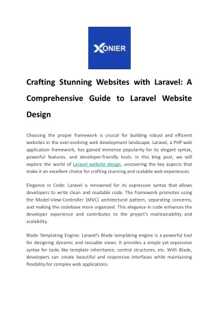 Crafting Stunning Websites with Laravel: A Comprehensive Guide to Laravel Websit