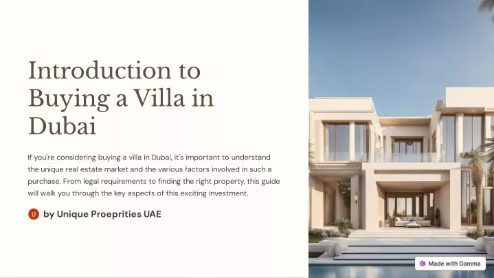 introduction to buying a villa in dubai