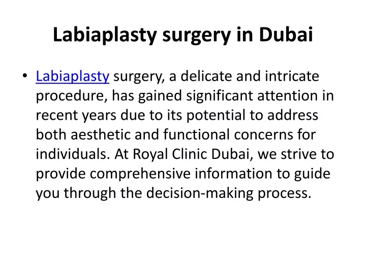 labiaplasty surgery in dubai