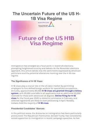 The Uncertain Future of the US H1b visa