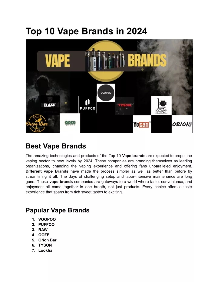 top 10 vape brands in 2024