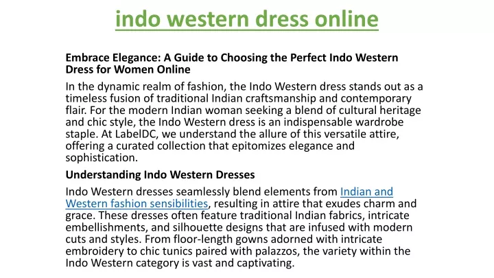 indo western dress online