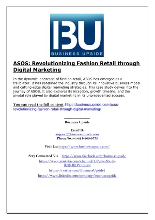 ASOS  Revolutionizing Fashion Retail through Digital Marketing