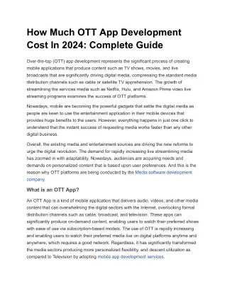 how much ott app development cost in 2024