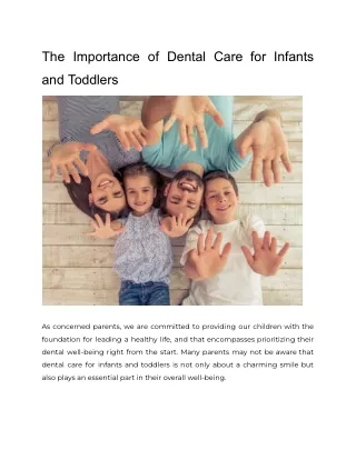 The Importance of Dental Care for Infants and Toddlers