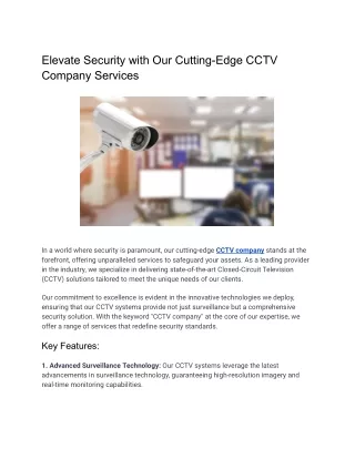 Elevate Security with Our Cutting-Edge CCTV Company Services