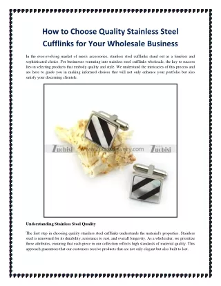 How to Choose Quality Stainless Steel Cufflinks for Your Wholesale Business