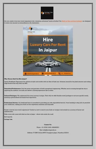 Audi car hire services in Jaipur