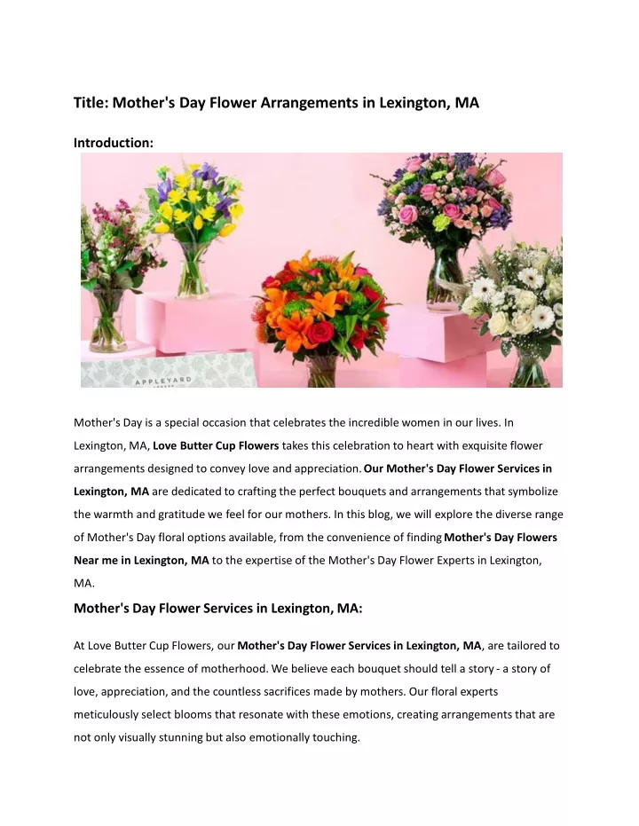 title mother s day flower arrangements