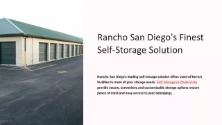 Rancho San Diego's Finest Self Storage Solution