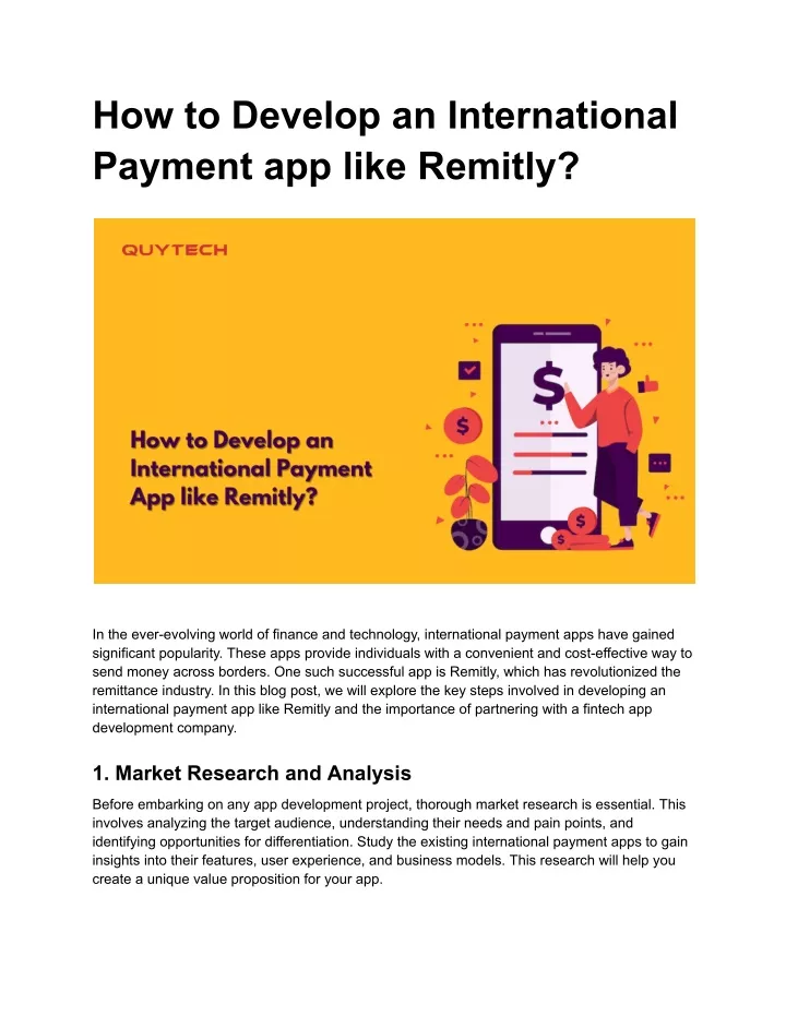 how to develop an international payment app like