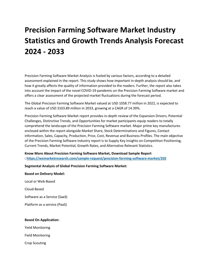 precision farming software market industry