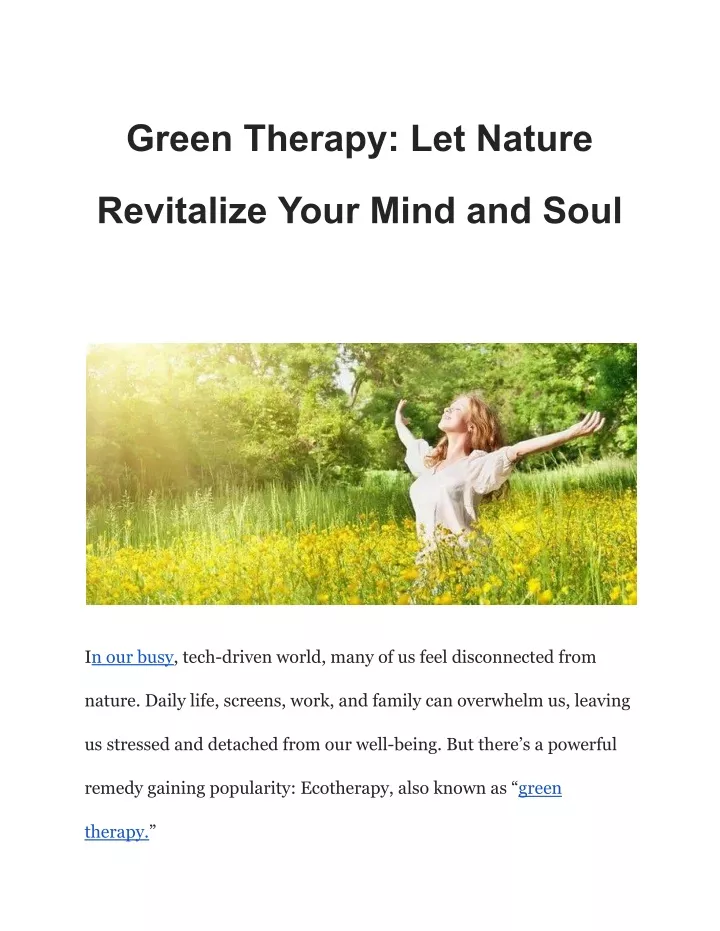 green therapy let nature