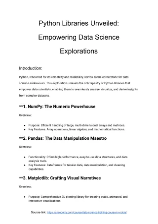 Python Libraries Unveiled_ Empowering Data Science Explorations - Uncodemy