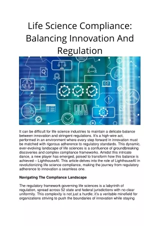 Life Science Compliance Balancing Innovation And Regulation