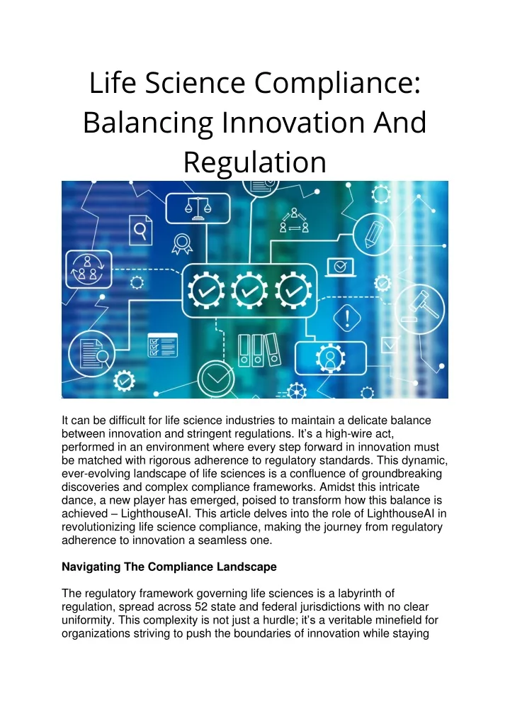 life science compliance balancing innovation