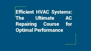 The Ultimate AC Repairing Course for Optimal Performance