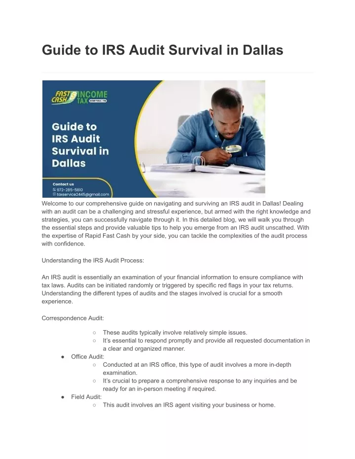 guide to irs audit survival in dallas