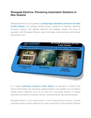 Renegade Electrics - Automation   Control Limited - Pioneering Automation Solutions in New Zealand