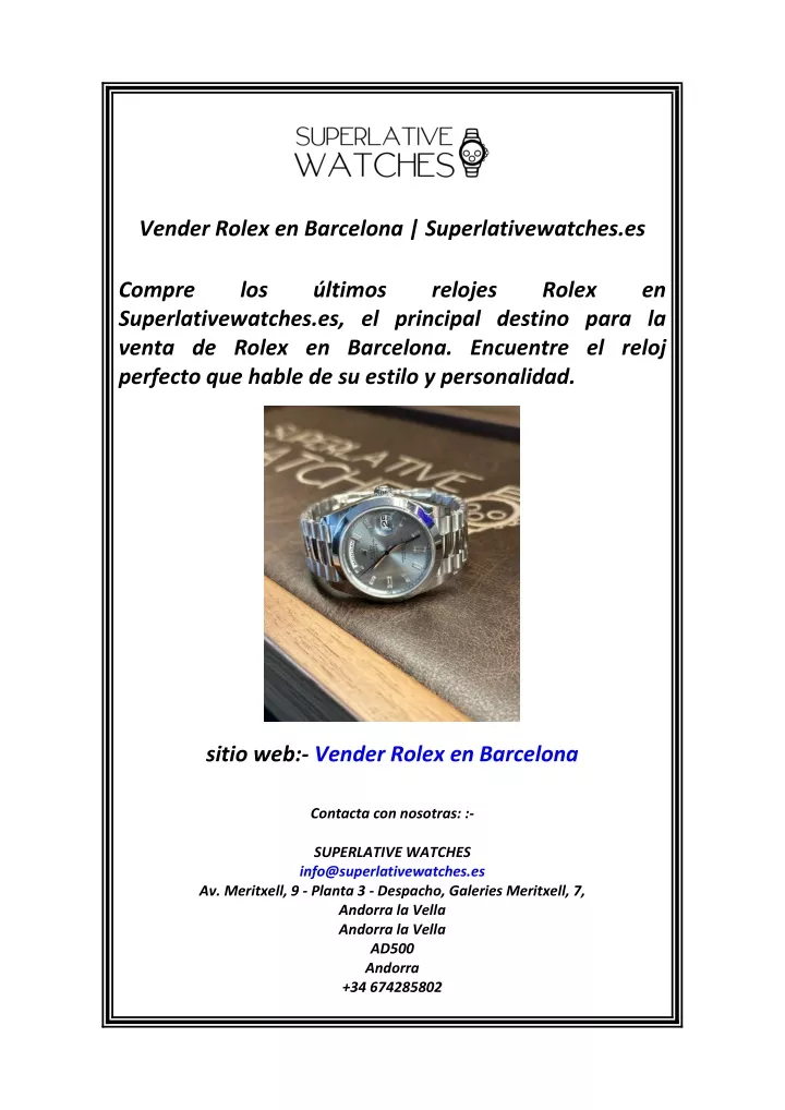 vender rolex en barcelona superlativewatches es