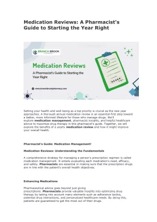medication reviews a pharmacist s guide