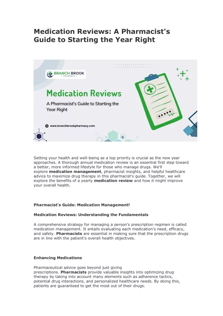 medication reviews a pharmacist s guide