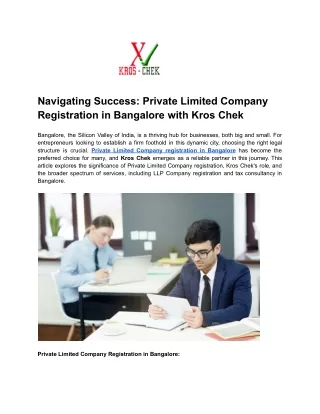 Navigating Success_ Private Limited Company Registration in Bangalore with Kros Chek