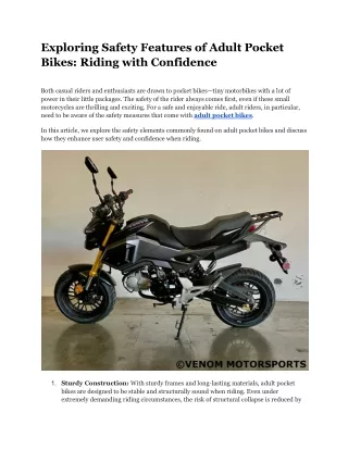 Exploring Safety Features of Adult Pocket Bikes Riding with Confidence