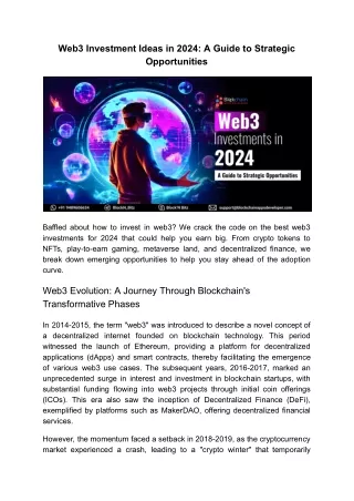 Web3 Investment Ideas in 2024