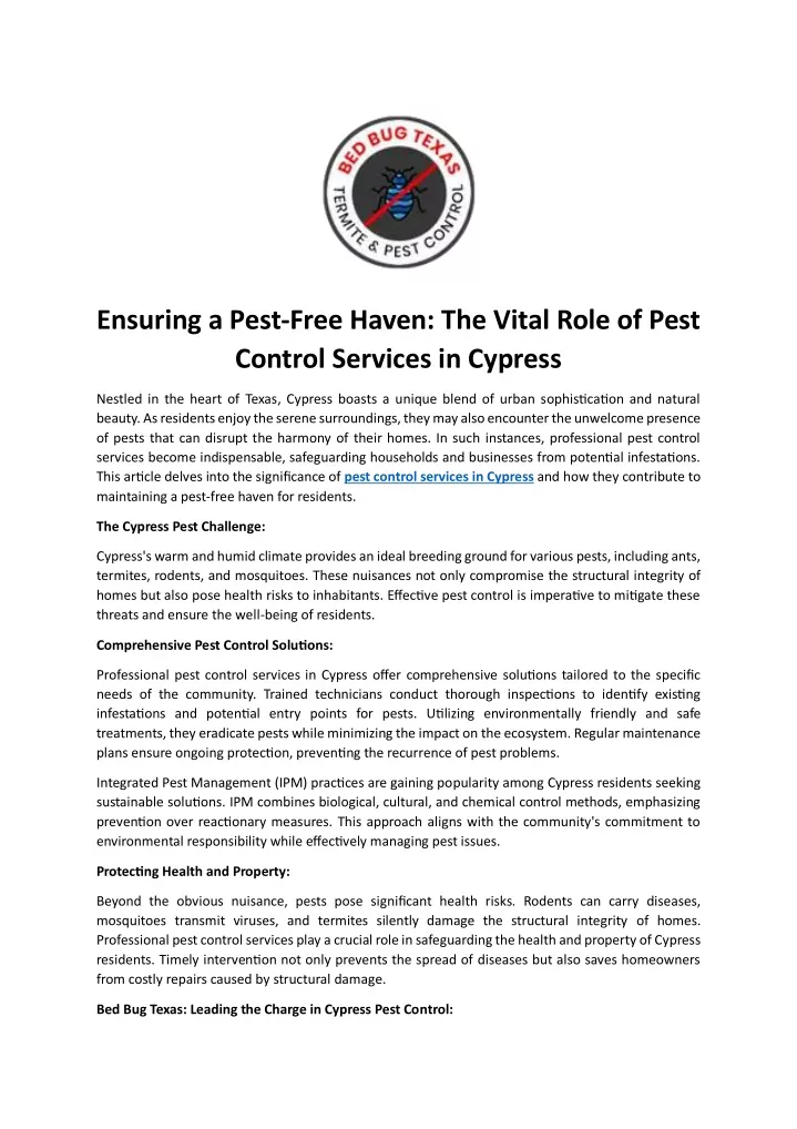 ensuring a pest free haven the vital role of pest