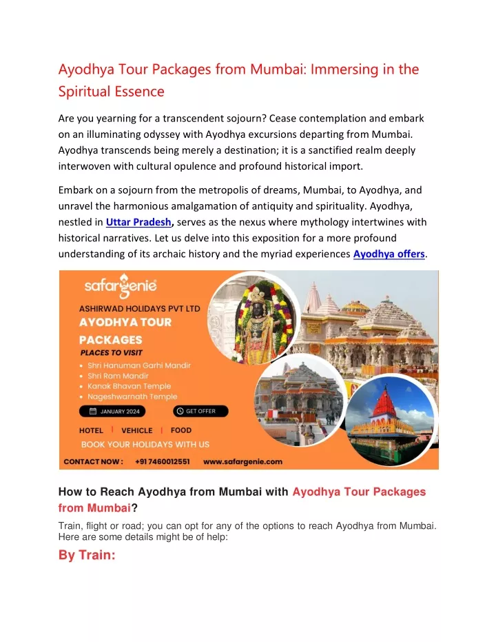 ayodhya tour packages from mumbai immersing