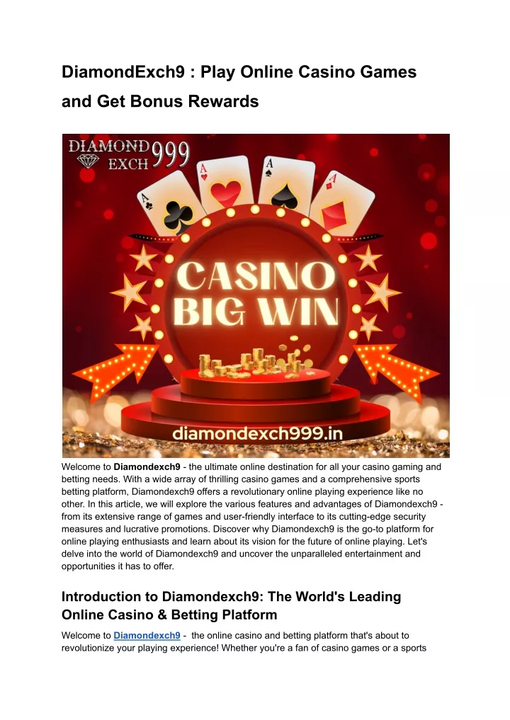 diamondexch9 play online casino games