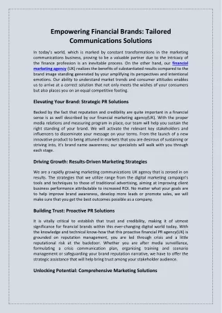 empowering financial brands tailored