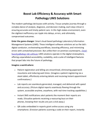 Boost Lab Efficiency & Accuracy with Smart Pathology LIMS Solutions