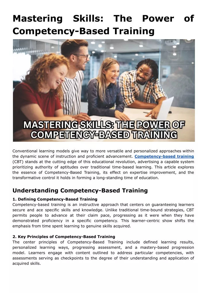 mastering competency based training