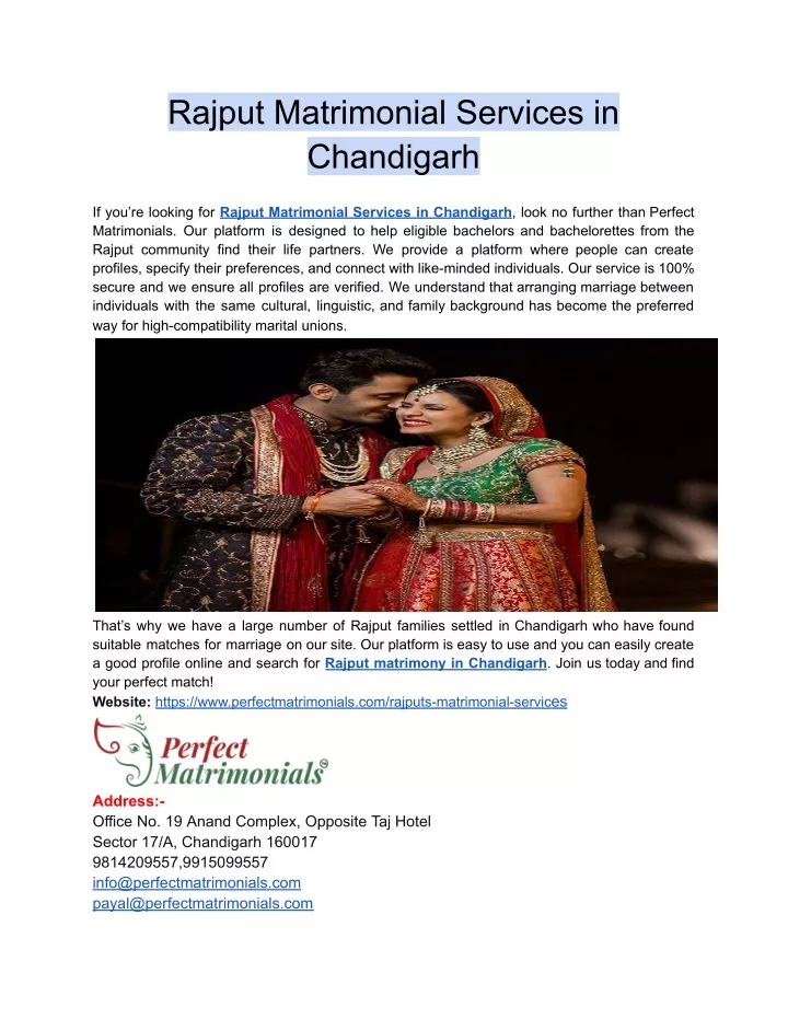 rajput matrimonial services in chandigarh