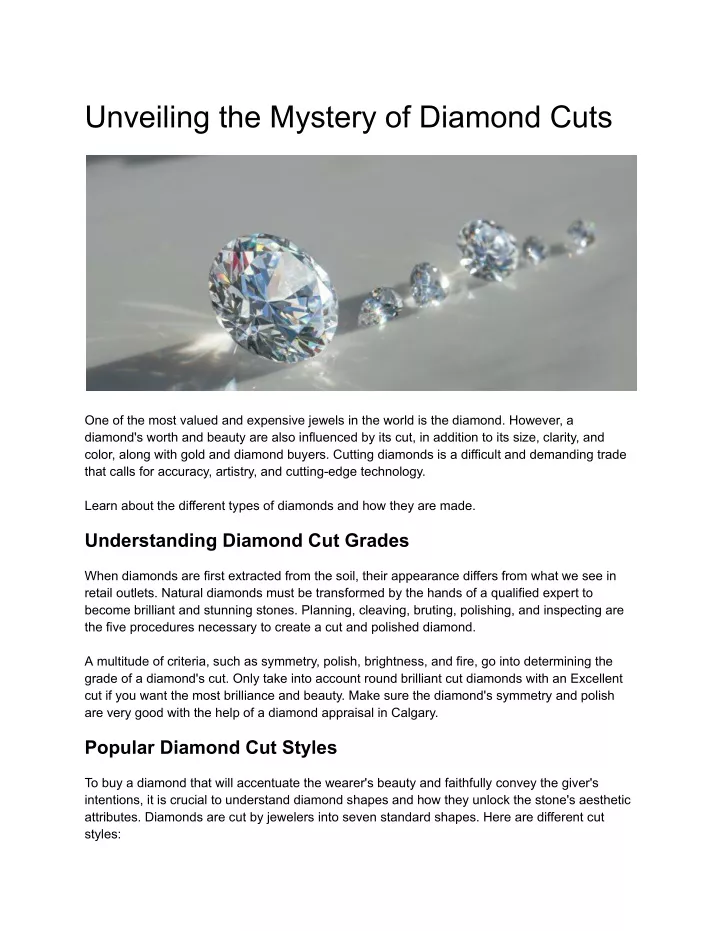 unveiling the mystery of diamond cuts